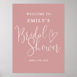 Poster Sinal de Boas-Vindas para Chá de Noiva em Rosa Poe