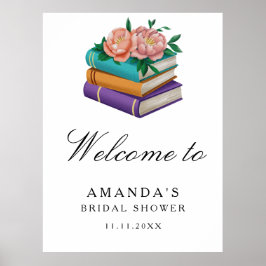 Poster Sinal de boas-vindas para chá de noiva floral de l