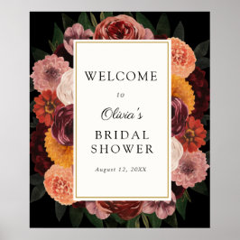 Poster Sinal de Boas-Vindas para Chá de Noiva Floral de O