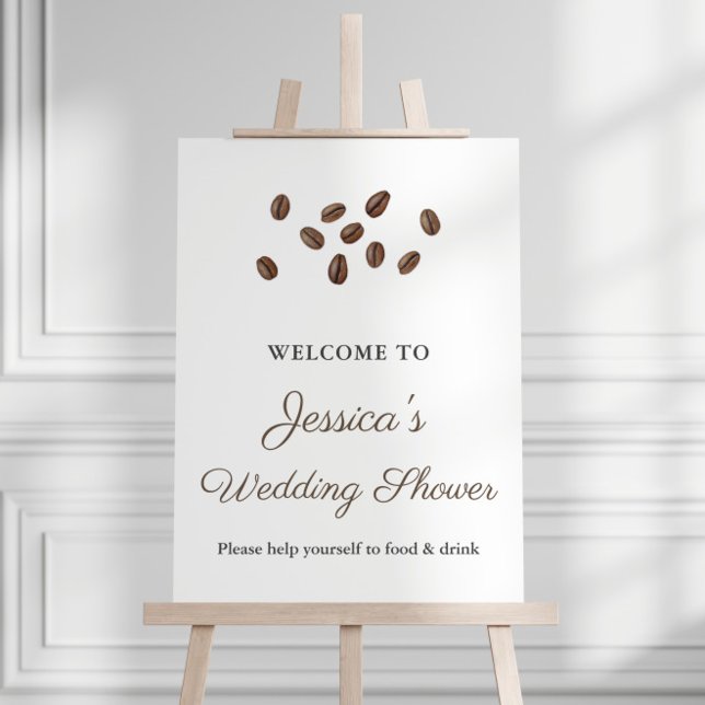 Poster Sinal de Boas-Vindas para Chá de Noiva Love Is Bre (Coffee Beans Wedding Shower or Bridal Shower Welcome Sign)