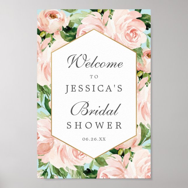 Poster Sinal de Boas-Vindas para Chá de Noiva Shabby Chic (Frente)