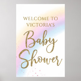 Poster Sinal de Boas-Vindas para Chás de Bebê Arco-Íris P