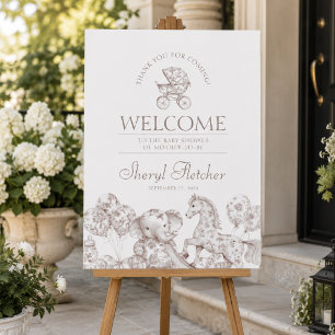 Poster Sinal de Boas-Vindas para Chás de Bebê com Toile d