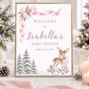 Poster Sinal de Boas-Vindas para Chuveiro de Bebê Menina