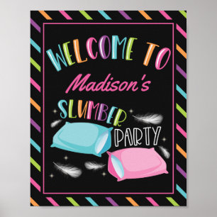Poster Sinal de Boas-Vindas para Festa de Pyjama Neon Arc