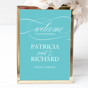 Poster Sinal de Boas-Vindas para o Nosso Casamento Azul P