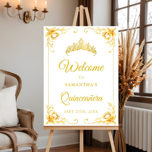 Poster Sinal de Boas-Vindas Quinceañera Coroa Dourada de  (Criador carregado)