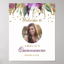 Sinal de Boas-Vindas Quinceanera Foto Amethyst