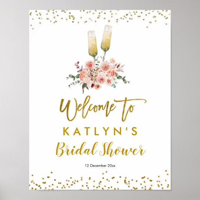 Poster Sinal de Boas Vindas Romântico Dourado para o Amor (Frente)