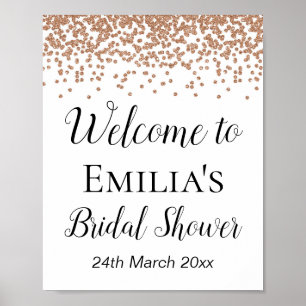 Poster Sinal de boas-vindas rosa Dourado - Bridal   Sinal