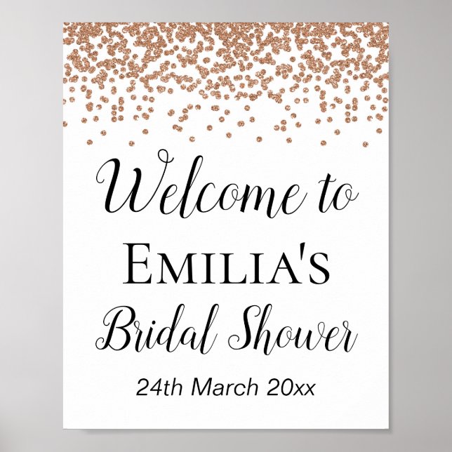 Poster Sinal de boas-vindas rosa Dourado - Bridal | Sinal (Frente)