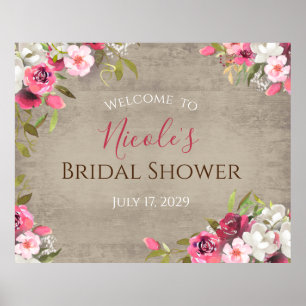 Poster Sinal de Boas-Vindas Russo de Watercolor Floral