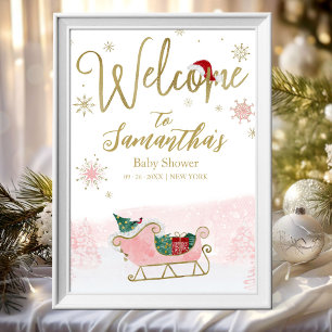 Poster Sinal de Boas-Vindas Santa Baby Churrasco de Natal