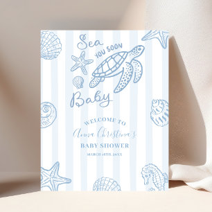 Poster Sinal de Boas Vindas Sea You Soon Baby shower