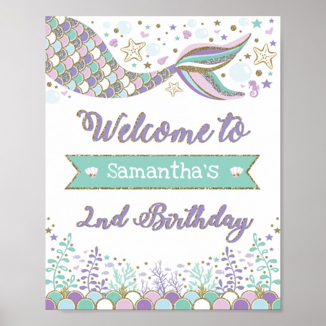 Poster Sinal de boas-vindas Sereia segundo aniversário Se (Frente)
