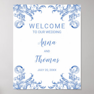 Poster Sinal de boas-vindas Sinal de casamento Real Azul