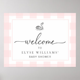 Poster Sinal de boas-vindas Swan Pink Gingham