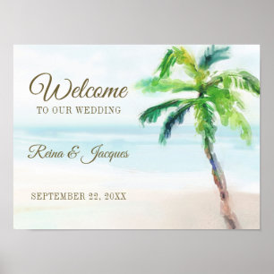 Poster Sinal de boas-vindas tropical do casamento da