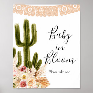 Poster Sinal de Boho Cactus Taco Sobre Bebê em Flor