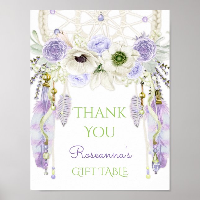 Pôster Sinal de Boho Tribal do Sonho lavanda (Frente)