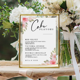 Poster Sinal de Bolo de Casamento de Bolo de Rosa Moderno