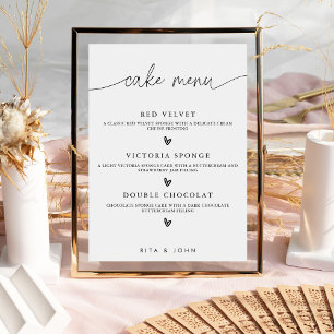 Poster Sinal de Bolo de Casamento de Bolo do Menu Claregr
