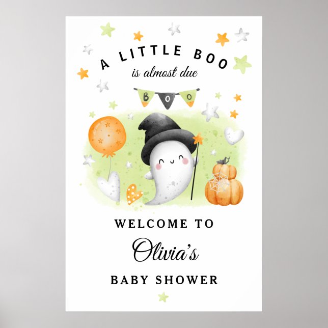 Poster Sinal de Boo Chá de fraldas do Halloween (Frente)
