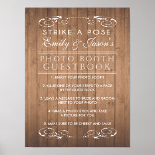 Pôster Sinal de Booth Guest Book, Foto de casamento chic