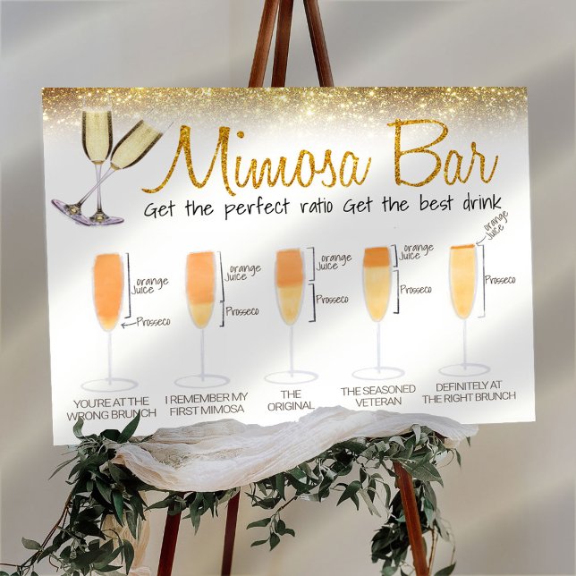Poster Sinal de brunch de Bar Mimosa Dourada (Criador carregado)