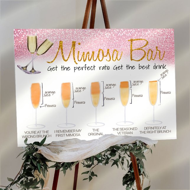 Poster Sinal de Brunch de Noiva com Mimosa Decorada de Ro (Criador carregado)