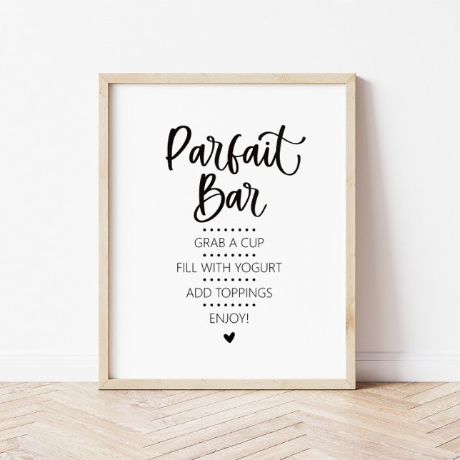 Poster Sinal de Brunch do Bar de Parfait Moderno Minimali (Parfait Bar sign with instructions)