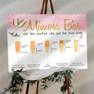Poster Sinal de Brunch Nupcial de Bar Mimosa Decorado Ros