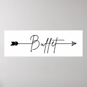 Poster Sinal de buffet direção direita sinal de casamen