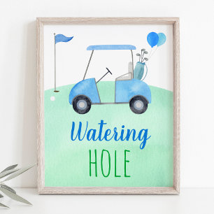 Poster Sinal de Buraco de Água Par-tee de Golfe Primeiro
