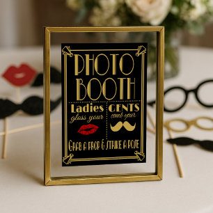 Pôster Sinal de Cabine de Foto Art Déco – Festa Preto e D