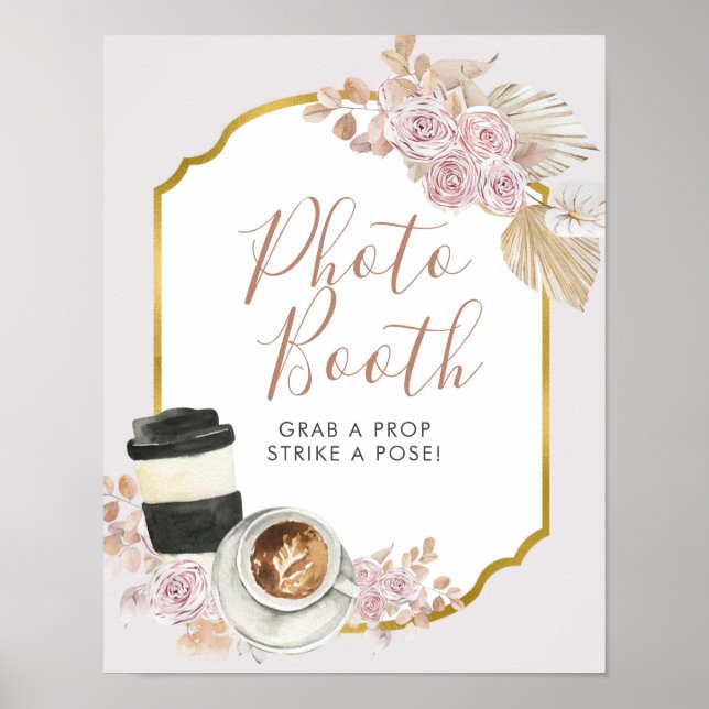 Poster Sinal de Cabine de Foto Boho Love is Brewing (Frente)
