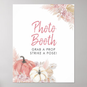 Poster Sinal de Cabine de Fotos Abóbora Rosa Apaixonada d