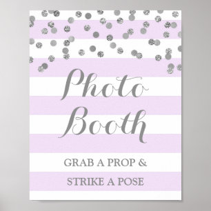 Poster Sinal de Cabine de Fotos Casamento Confetes Roxo P