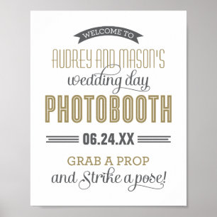 Poster Sinal de Cabine de Fotos de Casamento Personalizad