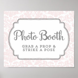 Poster Sinal de Cabine de Fotos de Casamento Rosa Bege Da