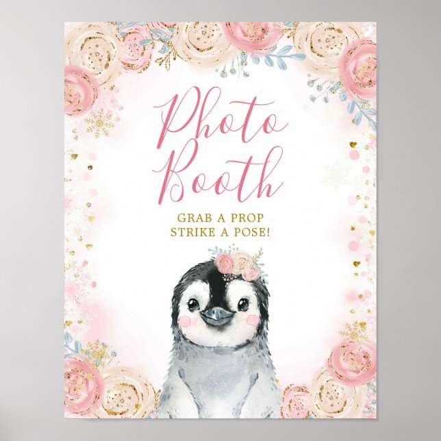 Poster Sinal de Cabine de Fotos Floco de Neve Pinguim Men (Frente)