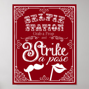 Pôster Sinal de cabine de selfie de casamento cor persona