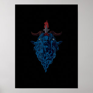 Poster Sinal De Cabra De Bapão De Mendes Satã Gótico E