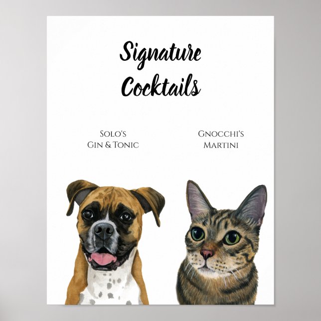 Poster Sinal de Cachorro e Gato para Recepções de casamen (Frente)