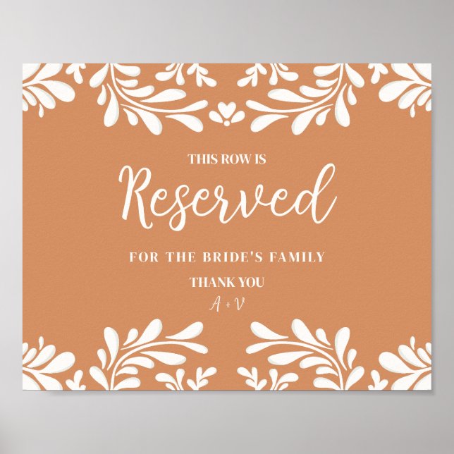 Poster Sinal de Cadeira Reservada Casamento Talavera Mexi (Frente)