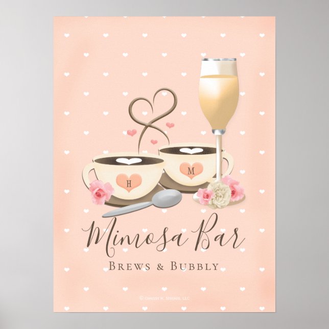 Poster Sinal de Café e Bar de Mimosa Brew e Bubbly (Frente)