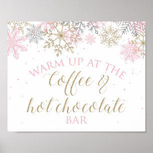 Poster Sinal de Café e Chocolate Quente de inverno em On