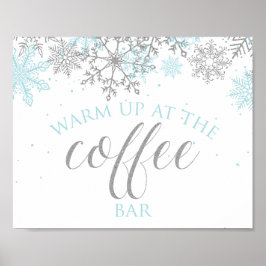 Poster Sinal de Café Floco de Neve Azul Winter Onederland