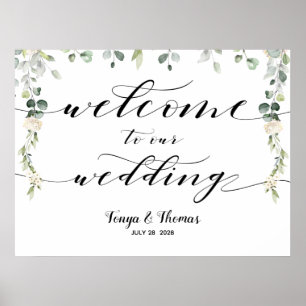 Poster Sinal de caligrafia de caligrafia de Casamento Ver
