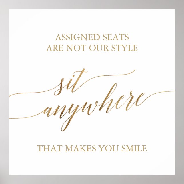 Poster Sinal de caligrafia Dourada elegante em qualquer l (Frente)